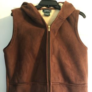 Ralph Lauren Faux Suede Sherpa Lined Hooded Vest
